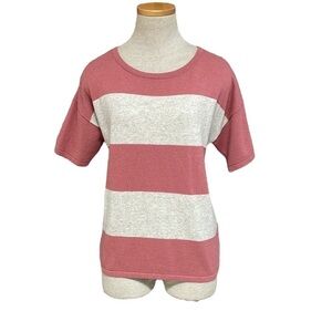 Boden Sweater Pink Oatmeal Stripes Round Neck Size 8